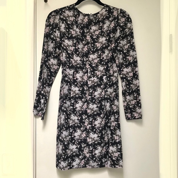 Club Monaco Silk Amelda Black Floral Print Dress - Picture 4 of 8
